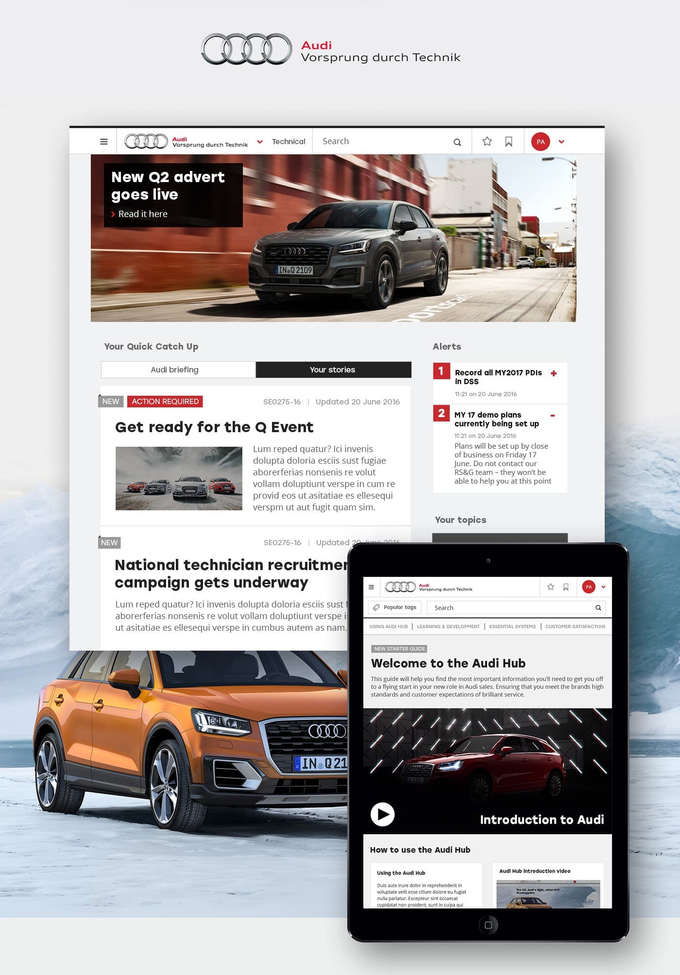 "Desktop" homepage of the Audi brand