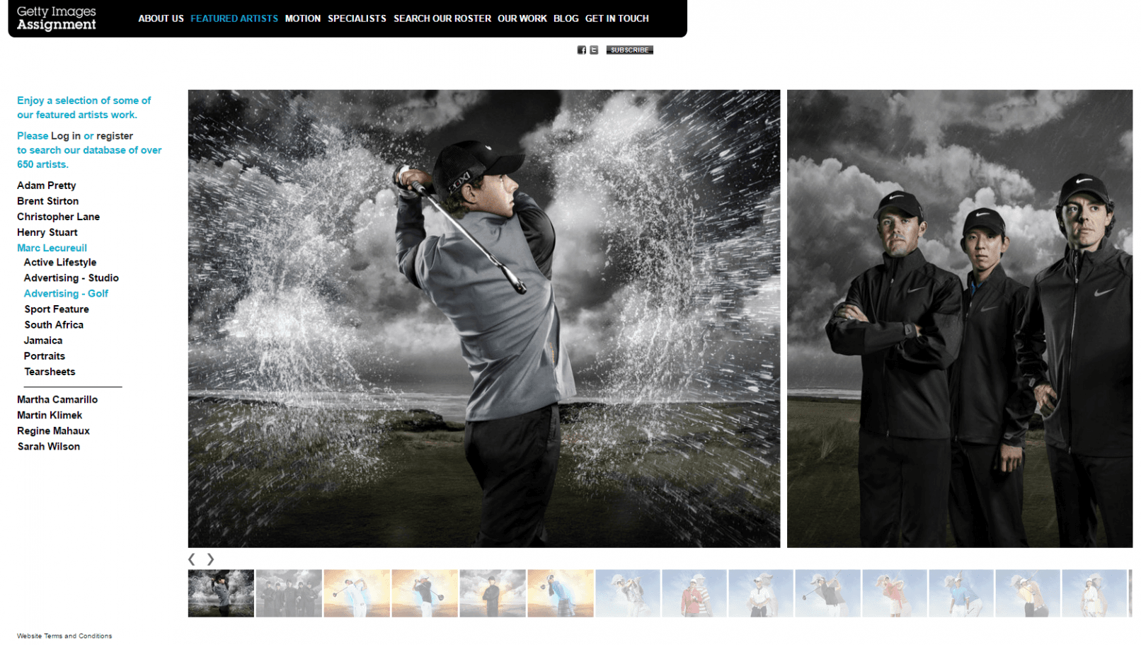 Global Assignment by Getty Images "Featured Artists" Portal Page: Photos by Marc Lecureuil ("Advertising - Golf")