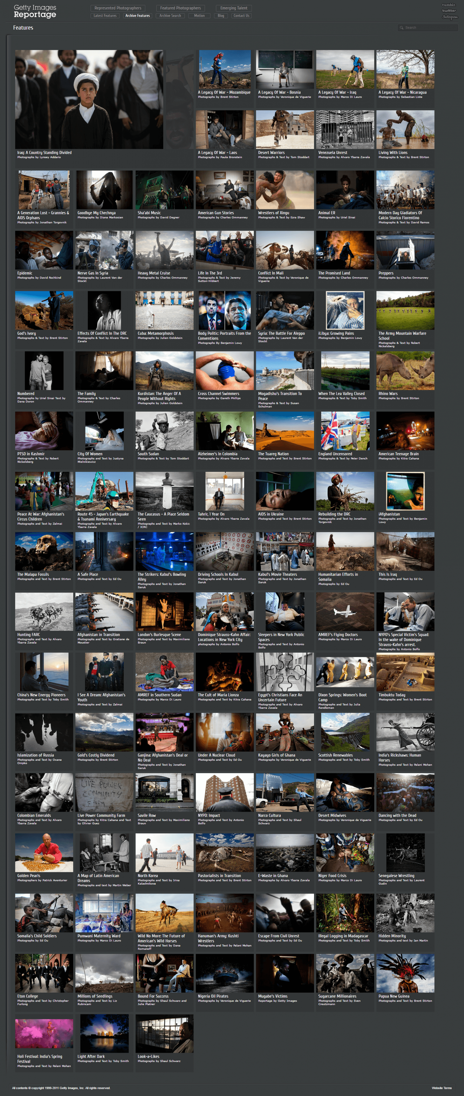 Reportage by Getty Images "Archive Features" Page