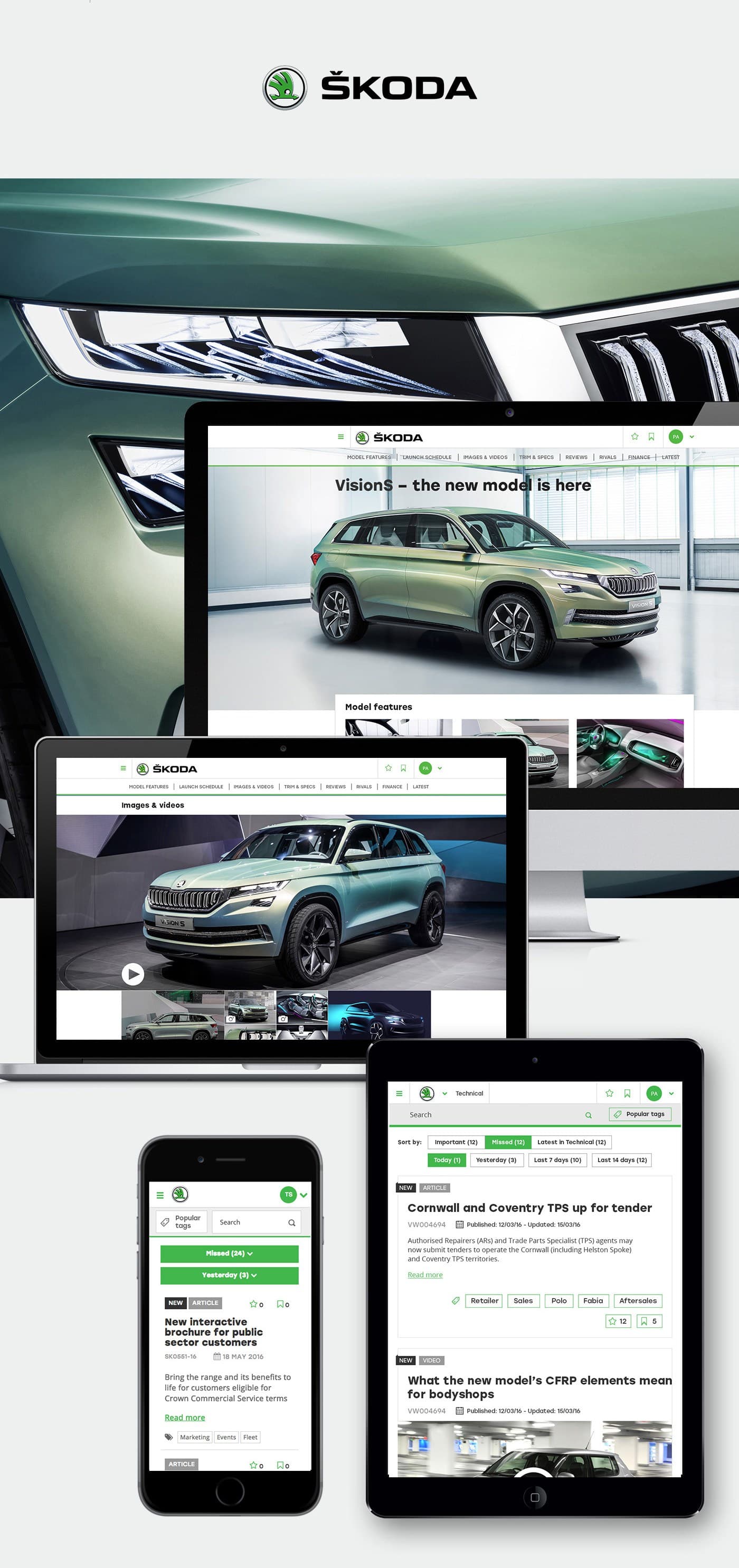 "Desktop" homepage of the Skoda brand